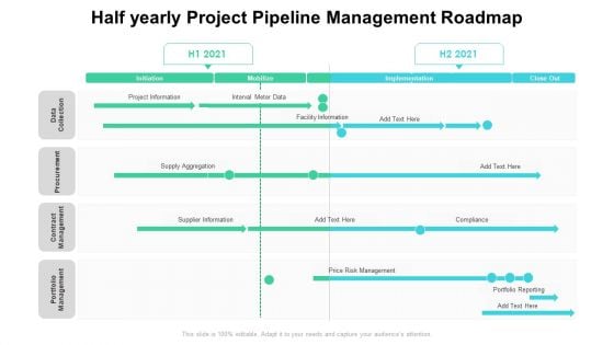 Half Yearly Project Pipeline Management Roadmap Introduction