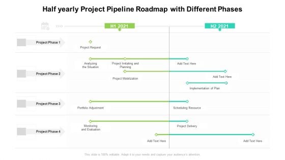 Half Yearly Project Pipeline Roadmap With Different Phases Topics