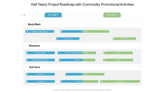 Half Yearly Project Roadmap With Commodity Promotional Activities Graphics