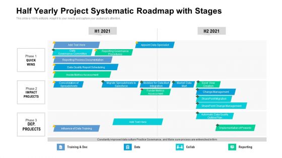 Half Yearly Project Systematic Roadmap With Stages Clipart