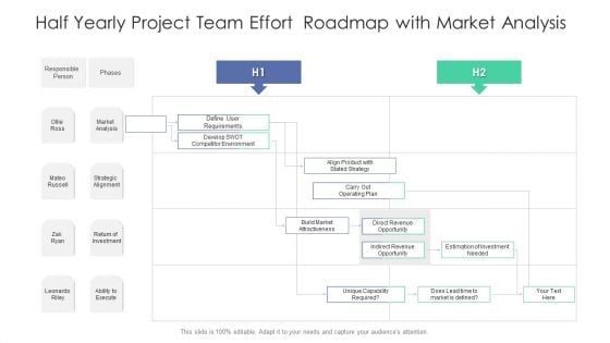 Half Yearly Project Team Effort Roadmap With Market Analysis Guidelines