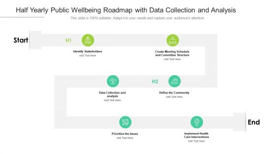Half Yearly Public Wellbeing Roadmap With Data Collection And Analysis Graphics