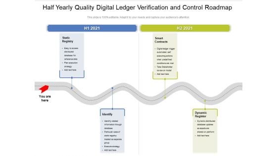 Half Yearly Quality Digital Ledger Verification And Control Roadmap Infographics