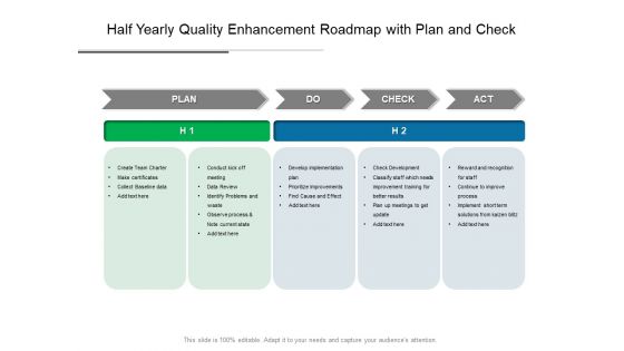 Half Yearly Quality Enhancement Roadmap With Plan And Check Themes Half Yearly Quality Enhancement Roadmap With Plan And Check Themes