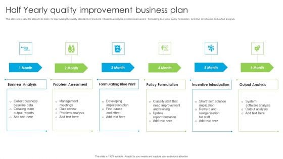 Half Yearly Quality Improvement Business Plan Ppt PowerPoint Presentation Professional Icons PDF