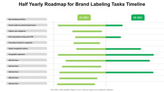 Half Yearly Roadmap For Brand Labeling Tasks Timeline Themes