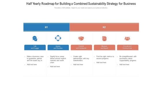 Half Yearly Roadmap For Building A Combined Sustainability Strategy For Business Clipart