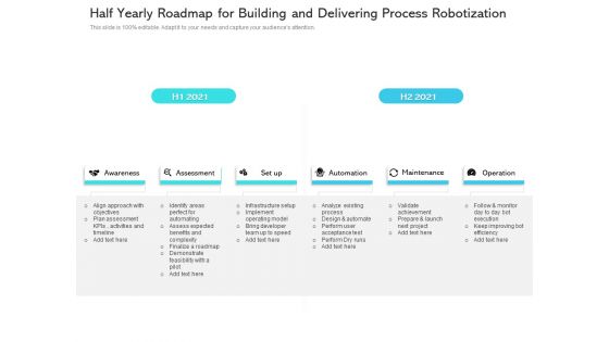 Half Yearly Roadmap For Building And Delivering Process Robotization Clipart