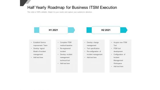 Half Yearly Roadmap For Business ITSM Execution Professional