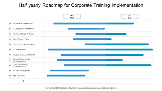 Half Yearly Roadmap For Corporate Training Implementation Diagrams