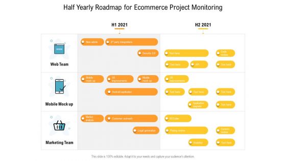 Half Yearly Roadmap For Ecommerce Project Monitoring Formats