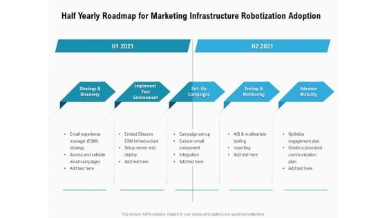 Half Yearly Roadmap For Marketing Infrastructure Robotization Adoption Graphics