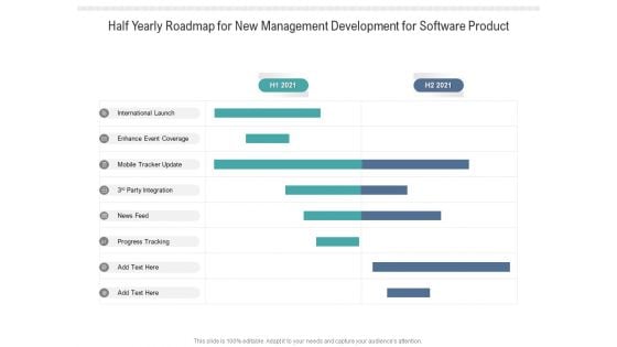 Half Yearly Roadmap For New Management Development For Software Product Themes