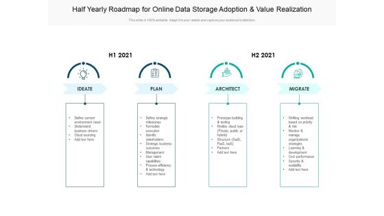 Half Yearly Roadmap For Online Data Storage Adoption And Value Realization Diagrams Half Yearly Roadmap For Online Data Storage Adoption And Value Realization Diagrams