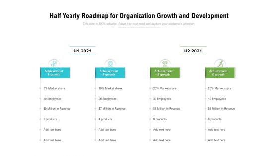 Half Yearly Roadmap For Organization Growth And Development Portrait