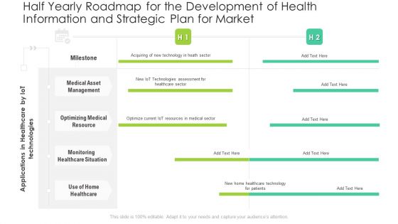 Half Yearly Roadmap For The Development Of Health Information And Strategic Plan For Market Infographics Half Yearly Roadmap For The Development Of Health Information And Strategic Plan For Market Infographics
