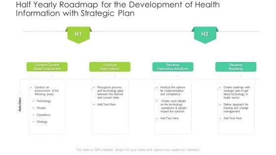 Half Yearly Roadmap For The Development Of Health Information With Strategic Plan Mockup