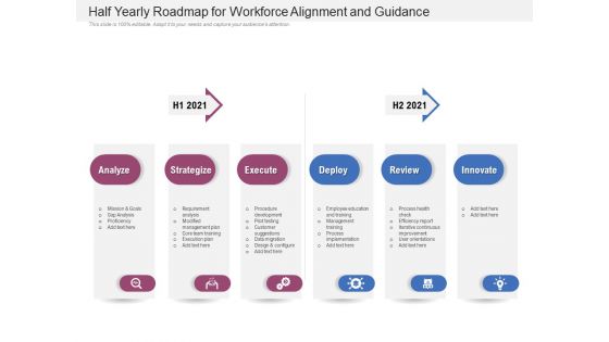 Half Yearly Roadmap For Workforce Alignment And Guidance Diagrams