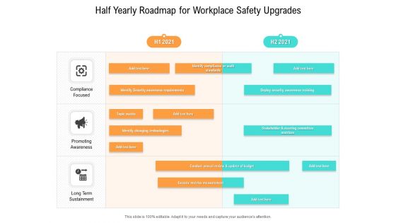 Half Yearly Roadmap For Workplace Safety Upgrades Template