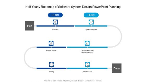 Half Yearly Roadmap Of Software System Design PowerPoint Planning Microsoft