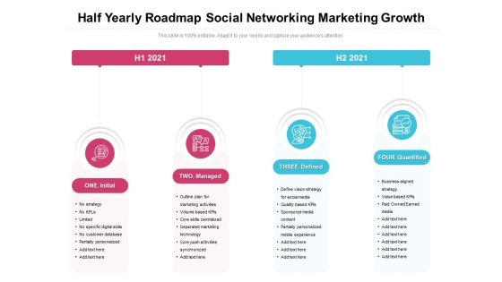 Half Yearly Roadmap Social Networking Marketing Growth Clipart