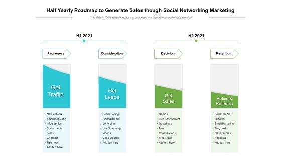 Half Yearly Roadmap To Generate Sales Though Social Networking Marketing Demonstration