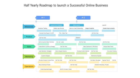 Half Yearly Roadmap To Launch A Successful Online Business Icons