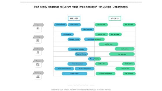 Half Yearly Roadmap To Scrum Value Implementation For Multiple Departments Pictures