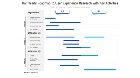 Half Yearly Roadmap To User Experience Research With Key Activities Microsoft