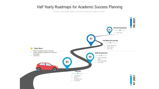 Half Yearly Roadmaps For Academic Success Planning Graphics