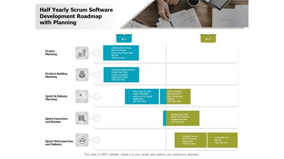 Half Yearly Scrum Software Development Roadmap With Planning Clipart