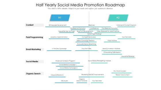 Half Yearly Social Media Promotion Roadmap Clipart