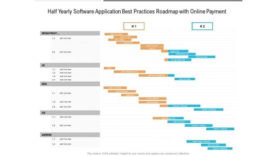 Half Yearly Software Application Best Practices Roadmap With Online Payment Mockup