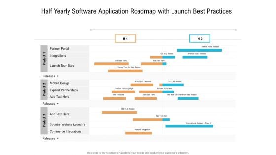 Half Yearly Software Application Roadmap With Launch Best Practices Information