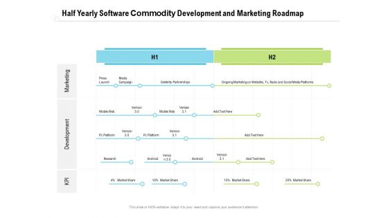 Half Yearly Software Commodity Development And Marketing Roadmap Graphics