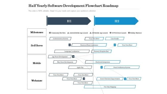 Half Yearly Software Development Flowchart Roadmap Background