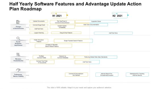 Half Yearly Software Features And Advantage Update Action Plan Roadmap Sample