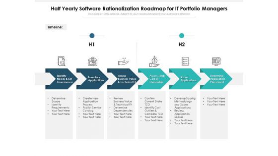 Half Yearly Software Rationalization Roadmap For IT Portfolio Managers Mockup