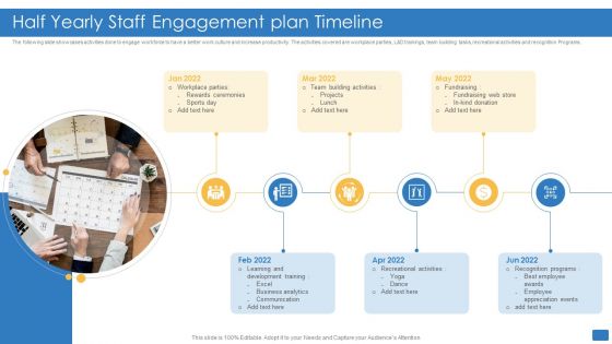 Half Yearly Staff Engagement Plan Timeline Demonstration PDF