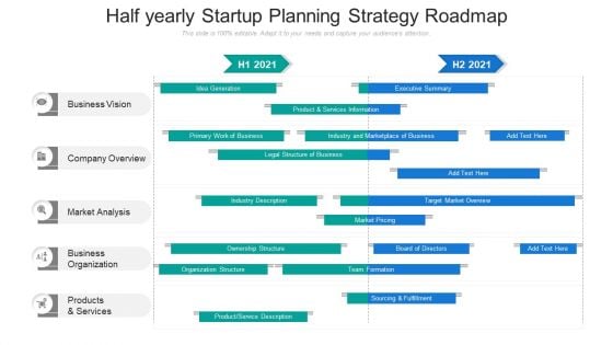 Half Yearly Startup Planning Strategy Roadmap Information