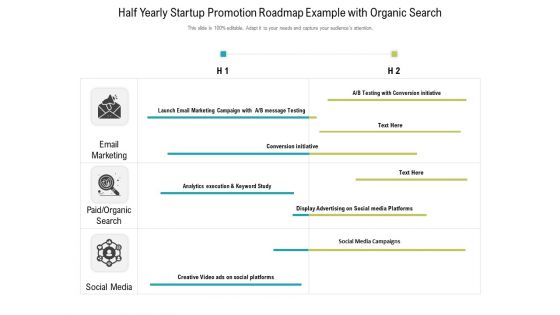 Half Yearly Startup Promotion Roadmap Example With Organic Search Clipart