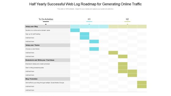 Half Yearly Successful Web Log Roadmap For Generating Online Traffic Graphics