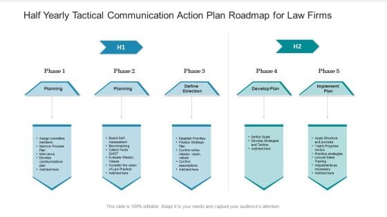 Half Yearly Tactical Communication Action Plan Roadmap For Law Firms Graphics