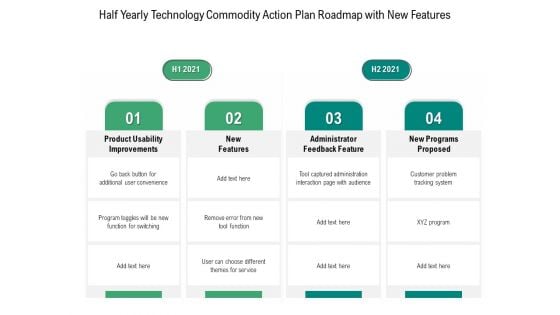 Half Yearly Technology Product Strategy Roadmap With New Features Professional