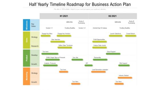 Half Yearly Timeline Roadmap For Business Action Plan Graphics