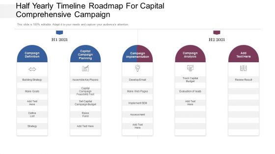 Half Yearly Timeline Roadmap For Capital Comprehensive Campaign Formats