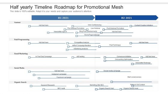 Half Yearly Timeline Roadmap For Promotional Mesh Summary