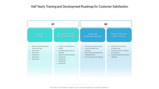 Half Yearly Training And Development Roadmap For Customer Satisfaction Elements