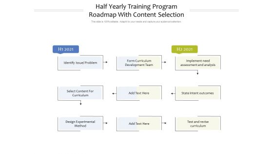 Half Yearly Training Program Roadmap With Content Selection Mockup