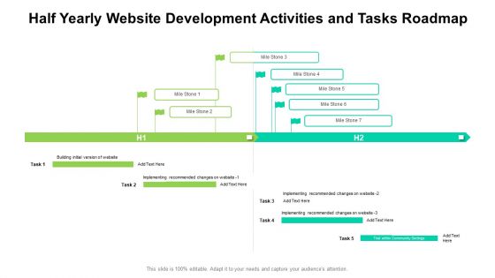 Half Yearly Website Development Activities And Tasks Roadmap Slides